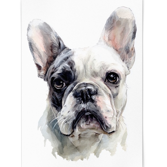 Watercolor French Bulldog Pet Portrait Wall Art Print Poster Unframed - Cute Dog - Picture 2 of 6